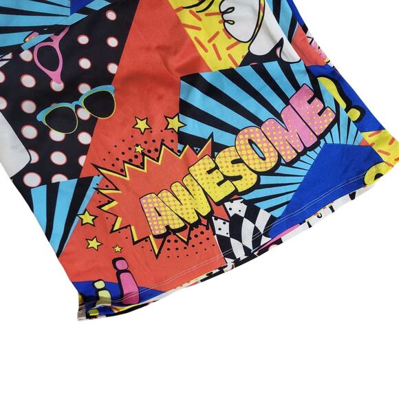 Graphic novelty print comic book plants fit and flare bootleg boot cut trendy - Picture 10 of 12